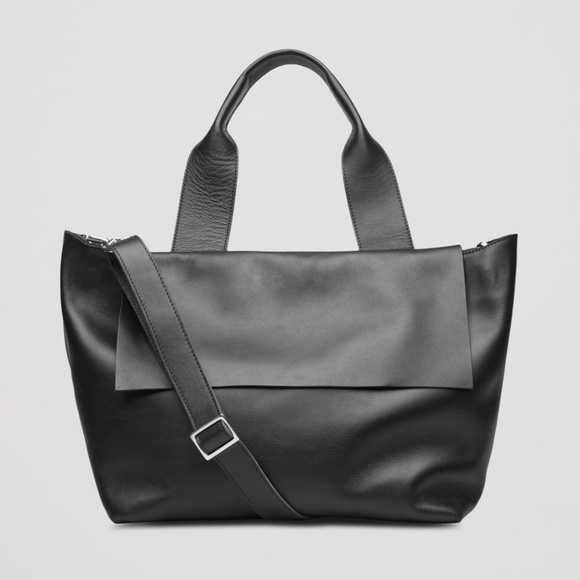 COS Handbags - COS Black Leather Tote Bag with Strap